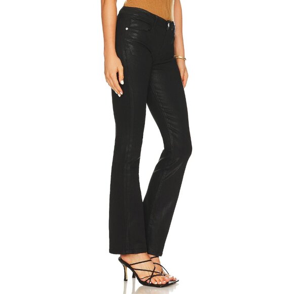NWT Frame Le Mini Boot in Noir Coated Black Bootcut Stretch Jeans 30 $265 - Picture 2 of 9
